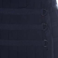 Pre Owned Joseph Navy Silk Georgette Pleated Wrap Maxi Skirt L