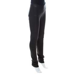 Joseph Black Stretch Leather Elastic Waist Leggings S