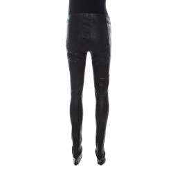Joseph Black Stretch Leather Elastic Waist Leggings S