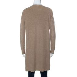 Pre Owned Joseph Gold Silk Blend Lurex Knit Mid Length Cardigan M 