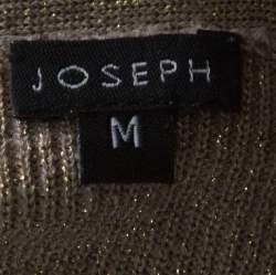 Pre Owned Joseph Gold Silk Blend Lurex Knit Mid Length Cardigan M 