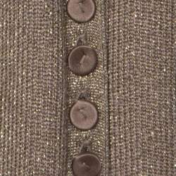 Pre Owned Joseph Gold Silk Blend Lurex Knit Mid Length Cardigan M 