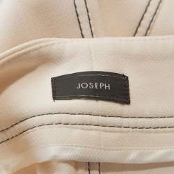 Pre Owned Joseph Cream Crepe Contrast Stitch Wide Leg Kirn Trousers M