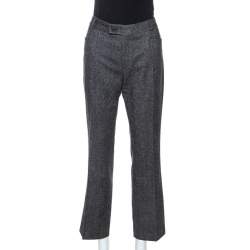 Joseph Grey Herringbone Wool Straight Fit Trousers L