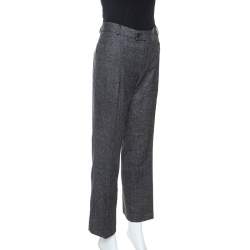 Joseph Grey Herringbone Wool Straight Fit Trousers L