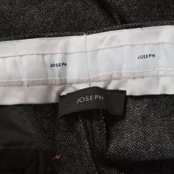Joseph Grey Herringbone Wool Straight Fit Trousers L
