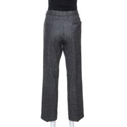 Joseph Grey Herringbone Wool Straight Fit Trousers L