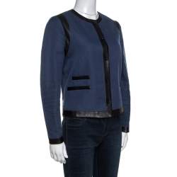 Joseph Bicolor Cotton Leather Trimmed Jacket M