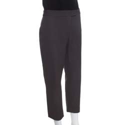 Pre Owned Joseph Grey Stretch Gabardine Queen Cropped Pants L