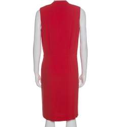 Joseph Red Crepe Pleat Detail Stellina Wrap Dress M