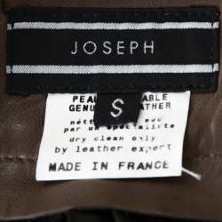 Pre Owned Joseph Brown Leather Straight Fit Pants S