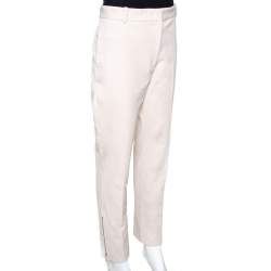 Pre Owned Joseph Ecru Stretch Gabardine Cropped Zoomy Trousers L