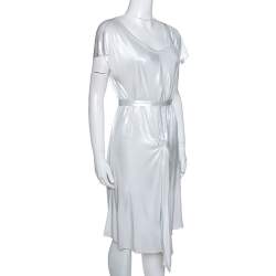 Joseph Metallic Silver Draped Front Mini Dress S 