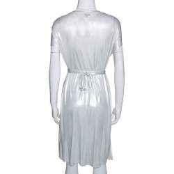 Joseph Metallic Silver Draped Front Mini Dress S 