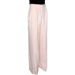 Joseph Pale Pink Matte Silk Chester Wide Leg Trousers M