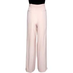 Joseph Pale Pink Matte Silk Chester Wide Leg Trousers M