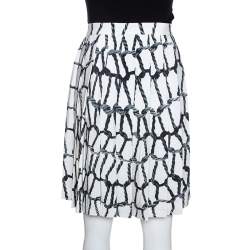 Joseph Monochrome Rope Printed Silk Pleated Skirt M