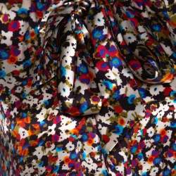 Pre Owned Joseph Multicolor Floral Printed Silk Front Tie Detail Sleeveless Blouse S