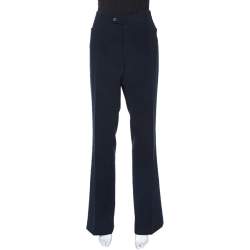 Pre Owned Joseph Navy Blue Stretch Crepe Rocker Straight Leg Pants L
