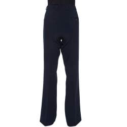 Pre Owned Joseph Navy Blue Stretch Crepe Rocker Straight Leg Pants L