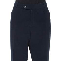 Pre Owned Joseph Navy Blue Stretch Crepe Rocker Straight Leg Pants L