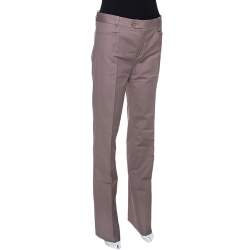 Pre Owned Joseph Taupe Stretch Cotton Straight Leg Pants M