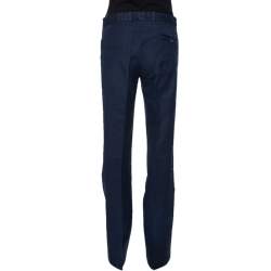 Pre Owned Joseph Navy Blue Stretch Cotton Straight Leg Pants M