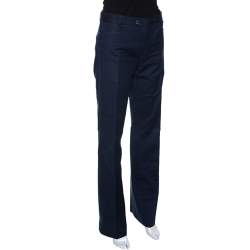 Pre Owned Joseph Navy Blue Stretch Cotton Straight Leg Pants M