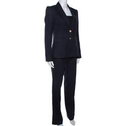 Pre Owned Joseph Navy Blue Wool Tailored Pant Suit S