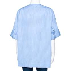 Joseph Blue Pinstripe Cotton Brair Blouse L