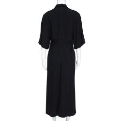 Joseph Black Crepe Zip Front Fletcher Midi Dress M