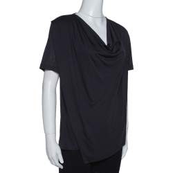 مملوكة مسبقًا Joseph Navy Blue Fluid Jersey Cowl Neck Top S