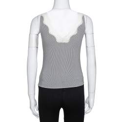 Joseph Monochrome Striped Knit Lace Trim Camisole Top XS