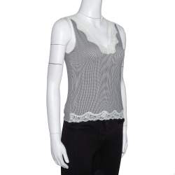 Joseph Monochrome Striped Knit Lace Trim Camisole Top XS