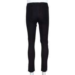 Pre Owned Joseph Black Leather & Stretch Gabardine Leggings S