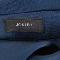 Pre Owned بلوزة جوزيف "دارا" أكمام طويلة حرير أزرق ميدنايت مقاس صغير (سمول)