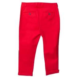 Joseph Red Cotton Slim Fit Cropped Trousers S