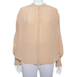 Joseph Beige Silk Oriental Neckline Everett Top M