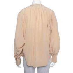 Joseph Beige Silk Oriental Neckline Everett Top M