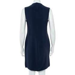 مملوكة مسبقًا فستان جوزيف صامي بلا أكمام كريب فلويد أزرق كحلي مقاس كبير (لارج)