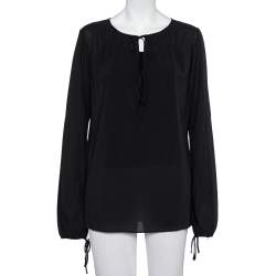 Joseph  Charcoal Grey Crepe Tie Detail Carlotta Blouse L