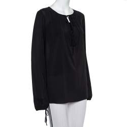 Joseph  Charcoal Grey Crepe Tie Detail Carlotta Blouse L
