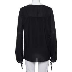 Joseph  Charcoal Grey Crepe Tie Detail Carlotta Blouse L