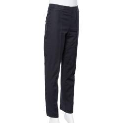 Pre Owned Joseph Black Cotton Paneled Tapered Leg Pants M