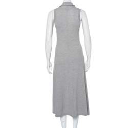 Joseph Grey Wool Neck Tie Detail Sleeveless Maxi Dress XS