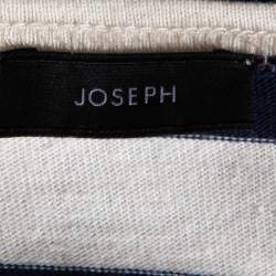 Joseph Beige & Navy Blue Striped Cotton Lace Patch Detail T-Shirt S