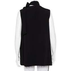 Pre Owned Joseph Black Crepe Neck Tie Detail Sleeveless Noon Top L