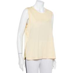Joseph Yellow Jersey & Silk Satin Side Button Detail Tank Top L 
