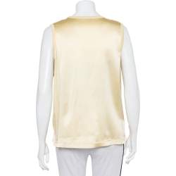 Joseph Yellow Jersey & Silk Satin Side Button Detail Tank Top L 