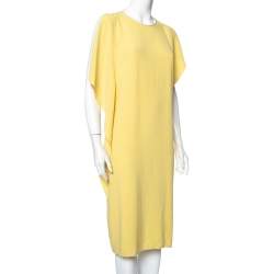 Joseph Yellow Stretch Crepe Ruffled Midi Dress M
